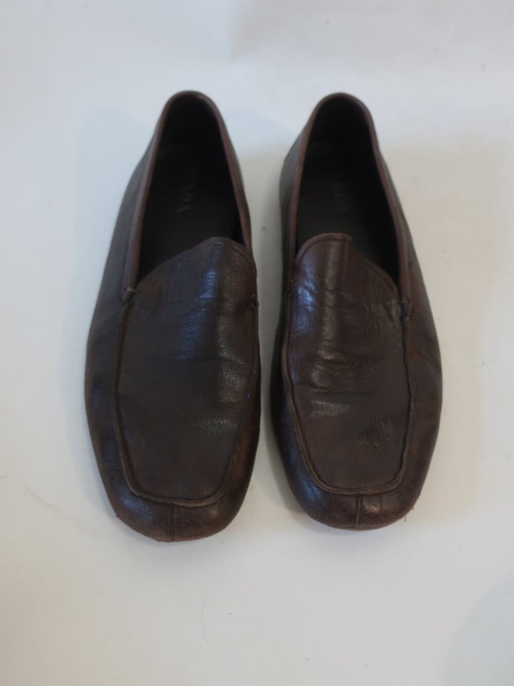 Mens Prada Brown Leather Slip On Loafer Shoes 11 1/2 - Picture 3 of 12
